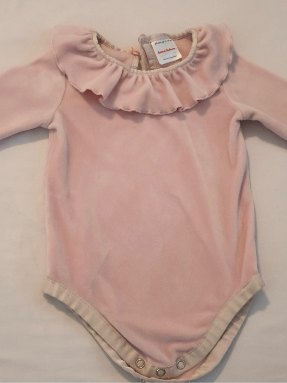 Hanna Andersson Velvet Pink Ruffle Collar One-Piece Bodysuit - Kids